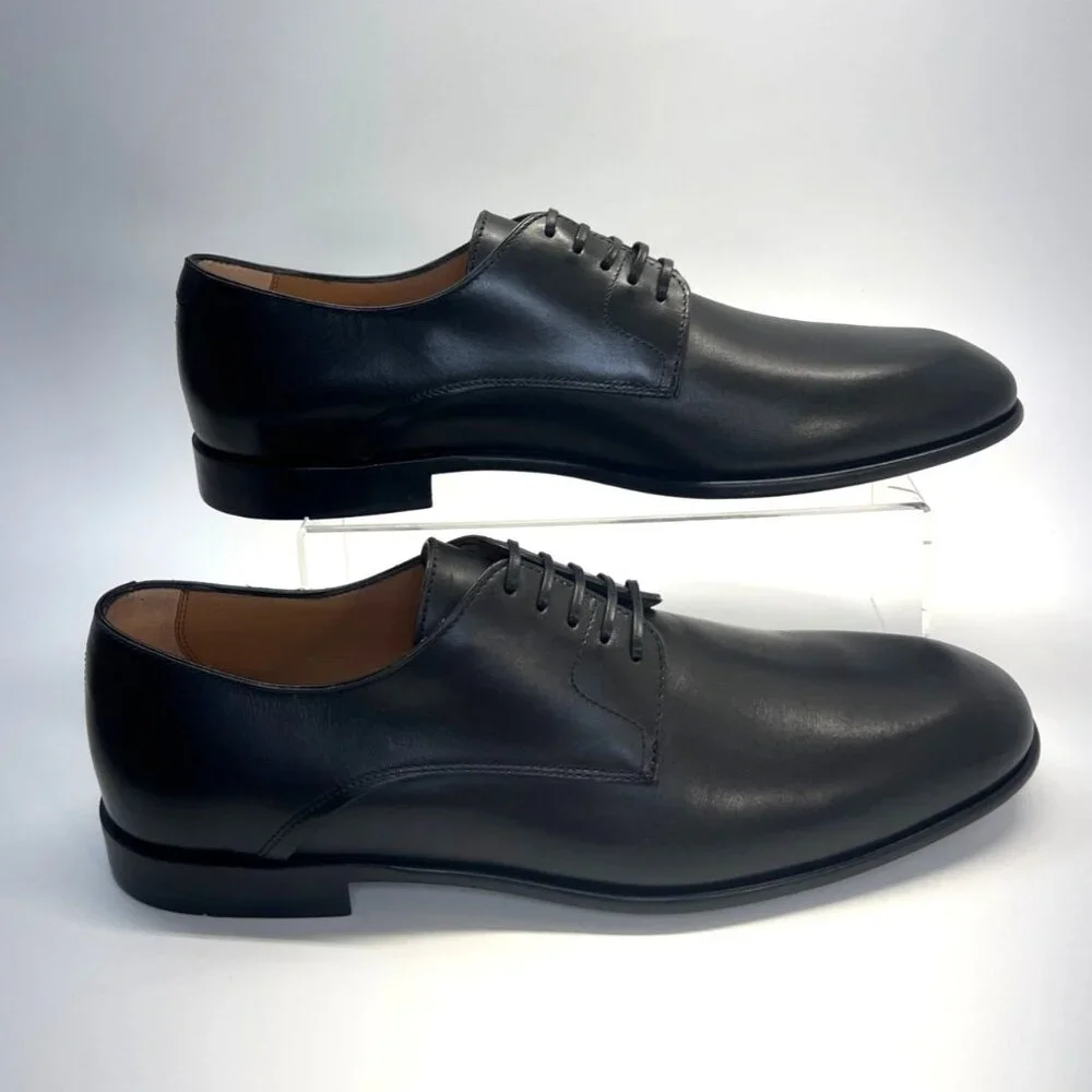 Salvatore Ferragamo Fosco Shoes Men Black Leather Shoes Size 9